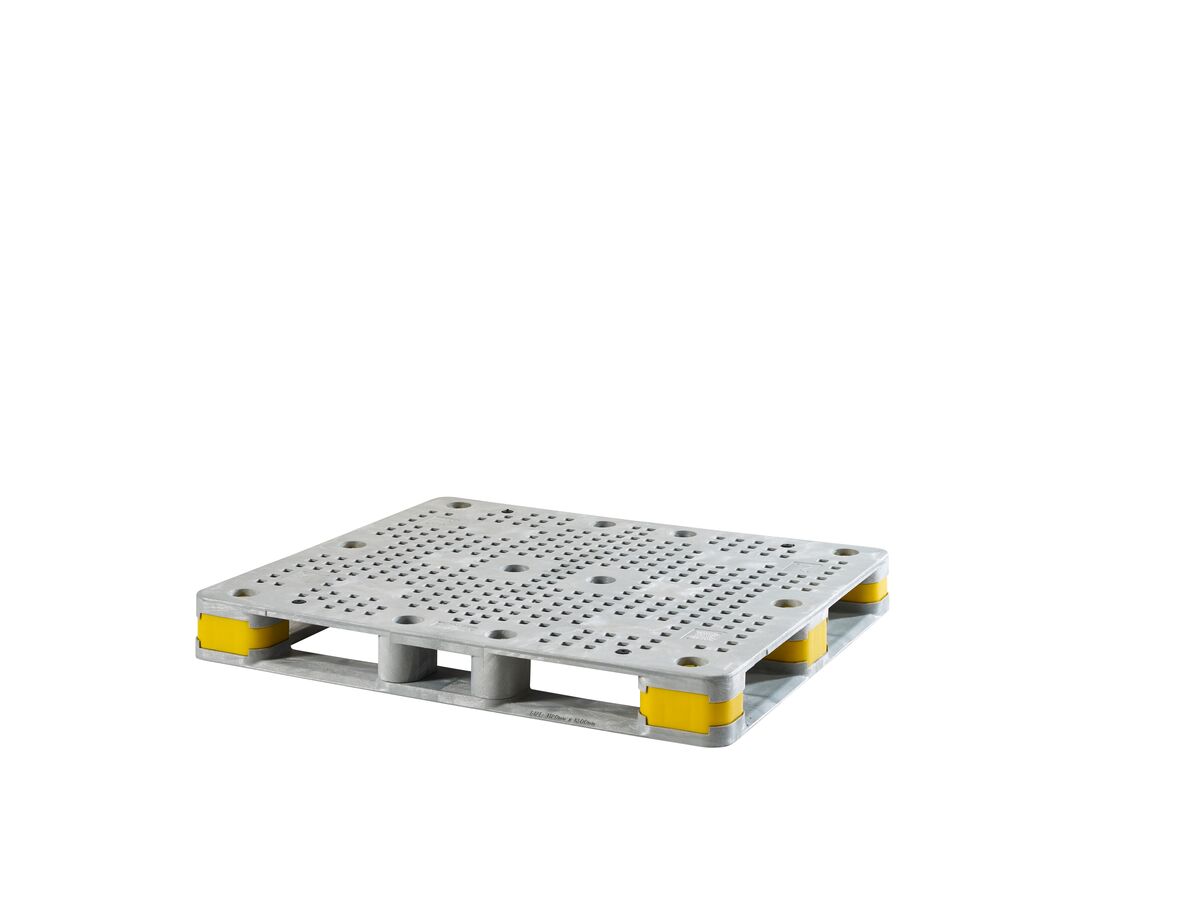 A plastic pallet on a white background.