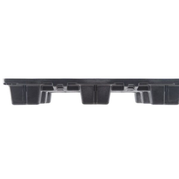 A black plastic tray on a white background.