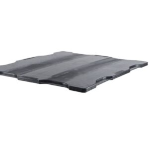 A black plastic tray on a white background.
