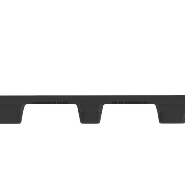 A black plastic shelf on a white background.