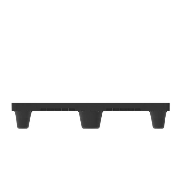 A black plastic shelf on a white background.