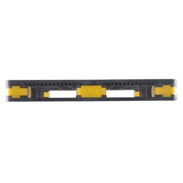 A close-up image of a black and yellow 44 x 56 BulkPal with 3.0" connectors plastic toy bridge component, viewed from the side, isolated on a white background.
