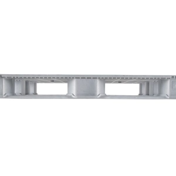 An image of a gray plastic pallet on a white background.