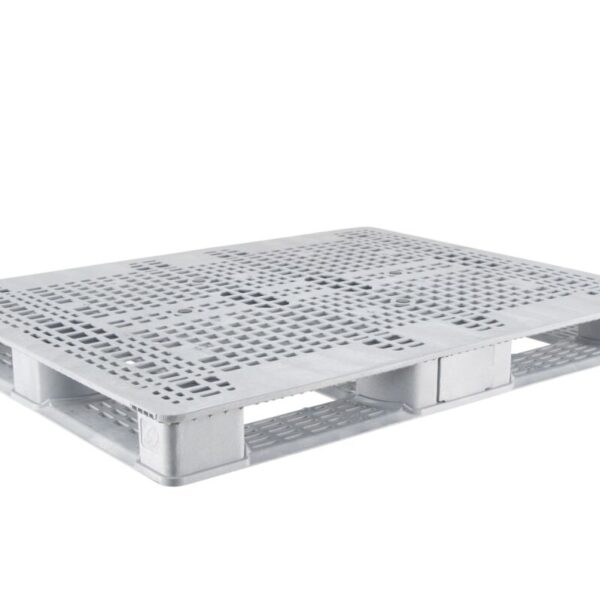 A white plastic pallet on a background.