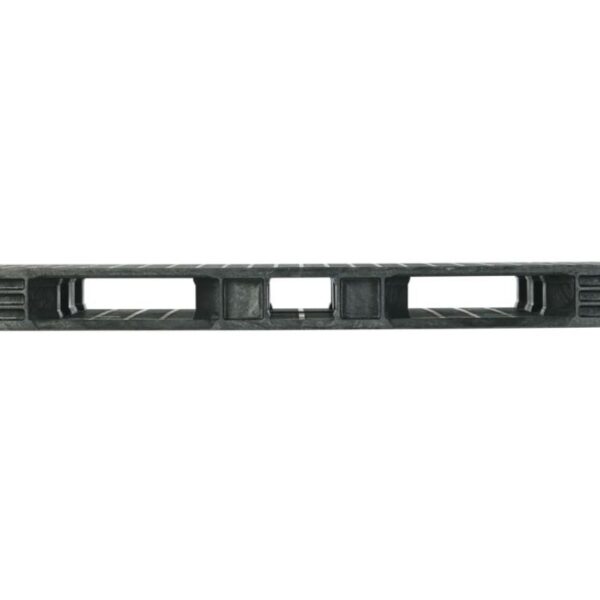 The 44 x 56 HDSC black plastic pallet, with its open-bottom design and side view, is an ideal fit for HDSC standards.