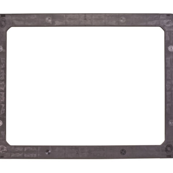 The 44 x 56 HP Top Frame is a rectangular black plastic piece with rounded corners and eight screw holes, shown on a white background.