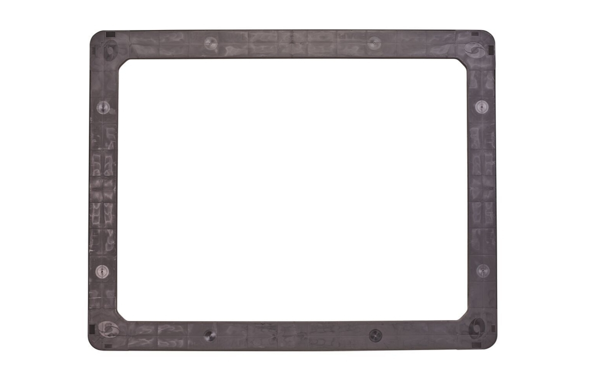 The 44 x 56 HP Top Frame is a rectangular black plastic component with rounded corners and multiple screw holes, shown on a white background.