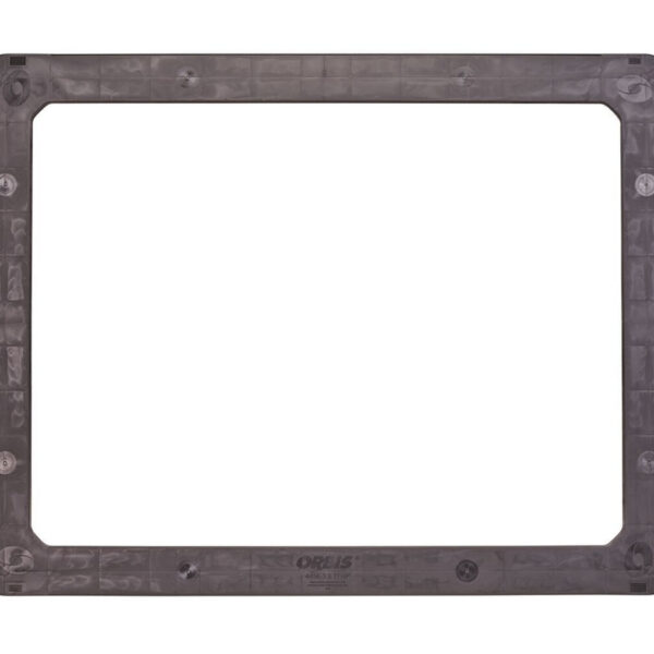 The 44 x 56 HP Top Frame is a rectangular, dark gray frame with rounded corners, small circular and rectangular indents along the edges, and an open center.