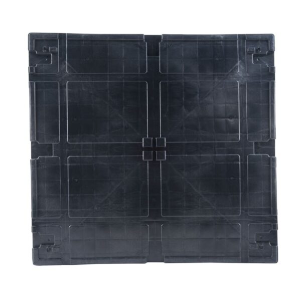 A plastic storage box on a white background.