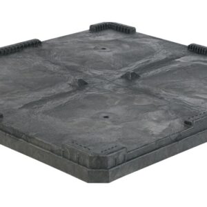 A black plastic bulk container lid