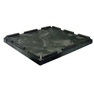 A black plastic bulk container lid