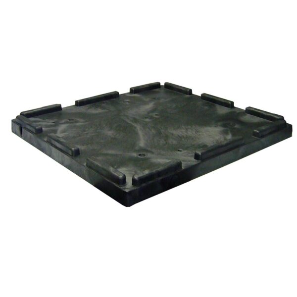 A black plastic bulk container lid