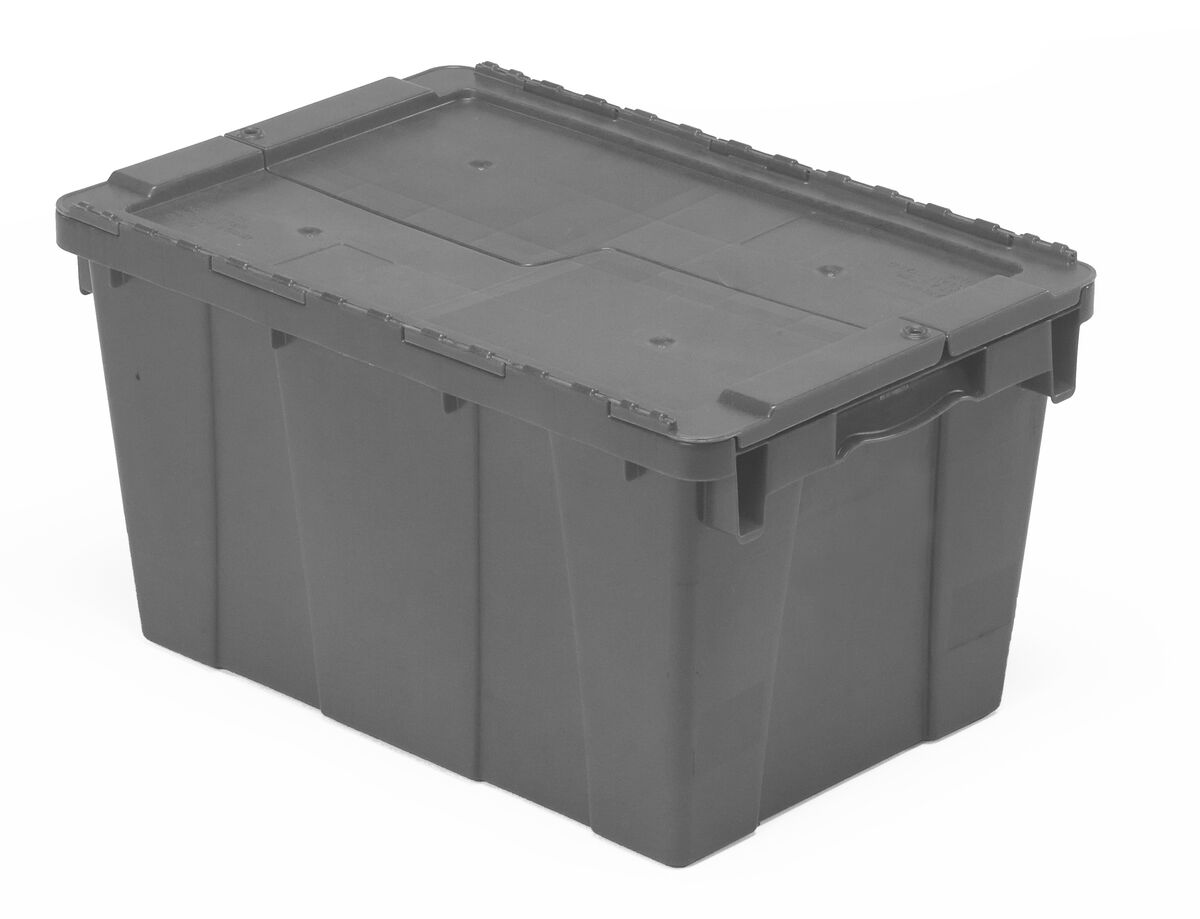 Orbis Grey Plastic FliPak® Stack-N-Nest Storage Tote With Lid - 27L x 17W  x 12 3/4D