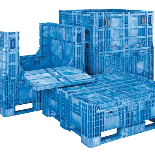 Four HDMP4845-39 collapsible bulk bins on a white background.