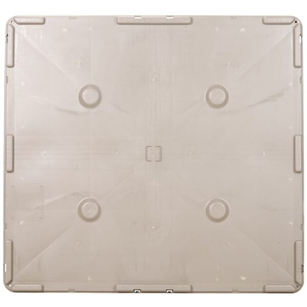 A collapsible bulk bin lid, made of beige plastic.