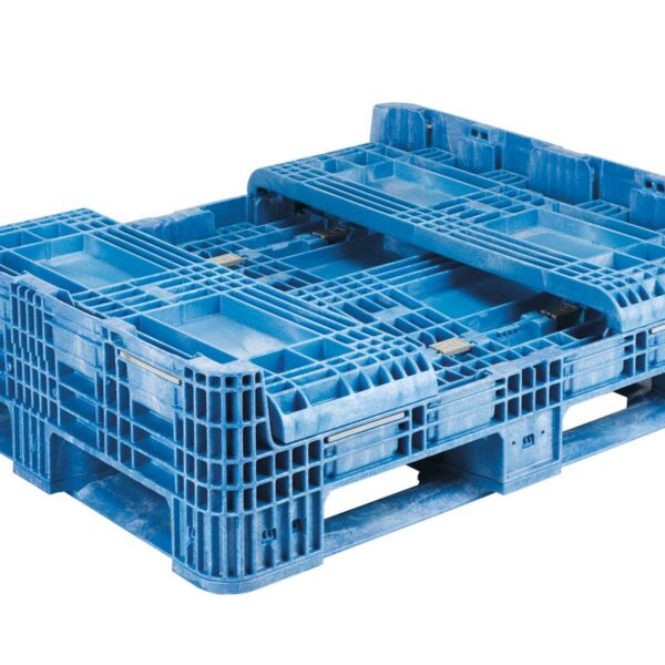 HDR4048-25 blue reusable bulk container shown collapsed.
