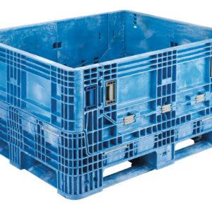 HDR4048-25 is a large reusable bulk bin featuring reinforced sides and an open top, designed for bulk material handling.
