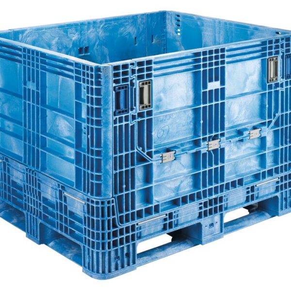 HDR4048-34 large blue plastic bulk container designed for industrial or warehouse storage and transport.