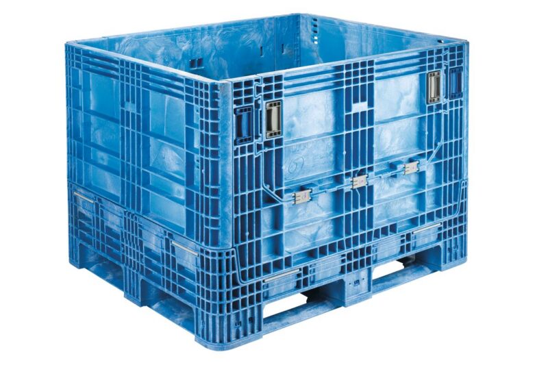HDR4048-34 large blue plastic bulk container designed for industrial or warehouse storage and transport.