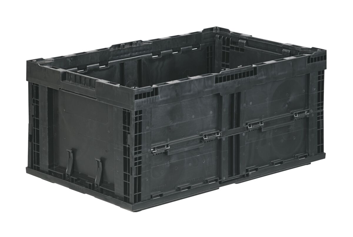 A collapsible hand held container