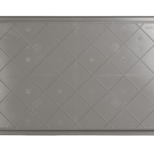 The RCNXO2415-1 is a rectangular gray plastic tray or lid with a diamond-patterned surface and slightly raised edges, shown from a top view.