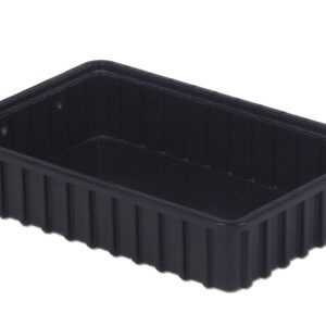 A black, rectangular plastic container with ridged sides and a flat bottom, DC2035-XL.