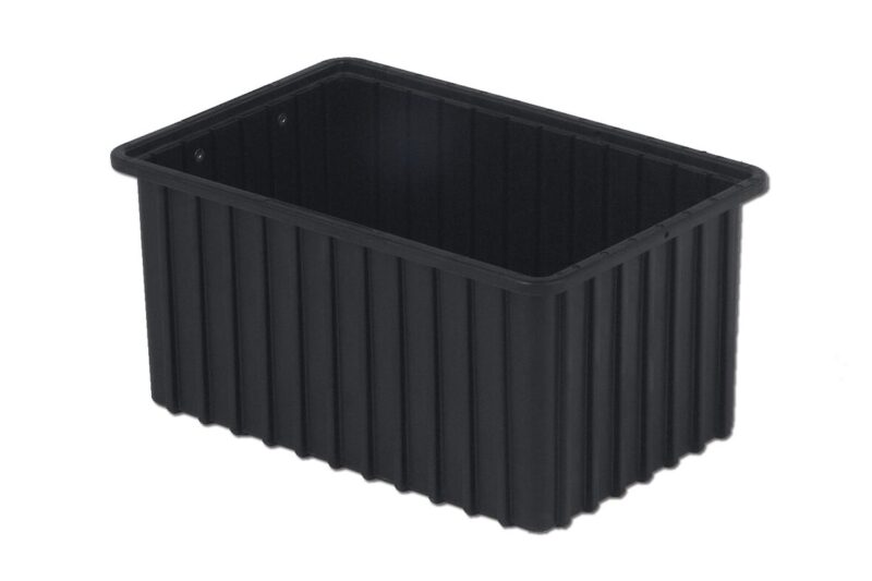 A black rectangular plastic container with ribbed sides, an open top, and AUTO-DRAFT label embossed on its surface.