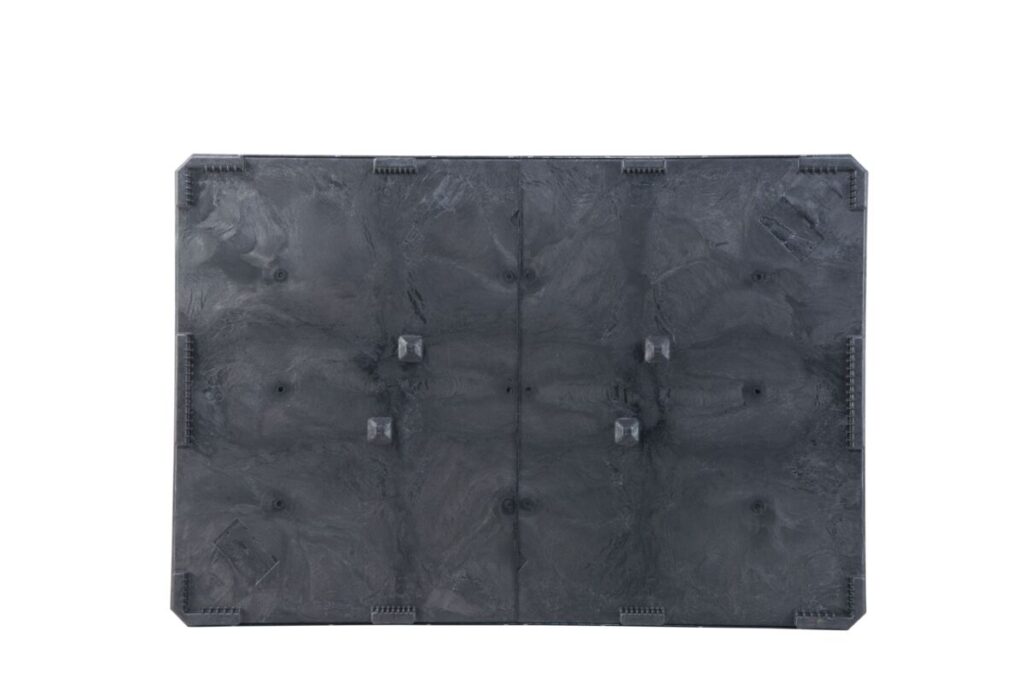 Top view of CHDRT7048 lid for plastic bulk bin on white background